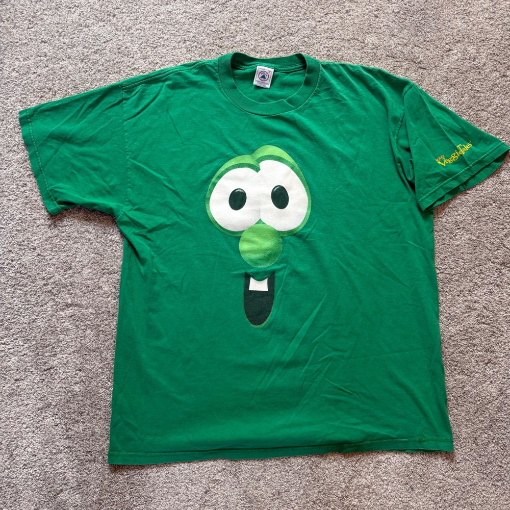 VeggieTales Larry the Cucumber Graphic T-Shirt Green Delta Pro Weight Adult XL